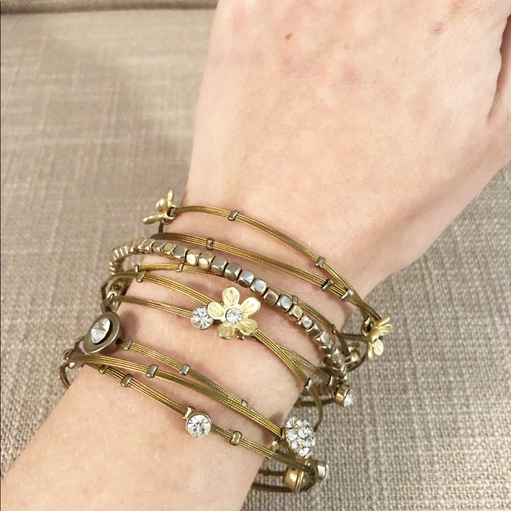 NEW Gold Flower Child Bangle Set - 9 Total